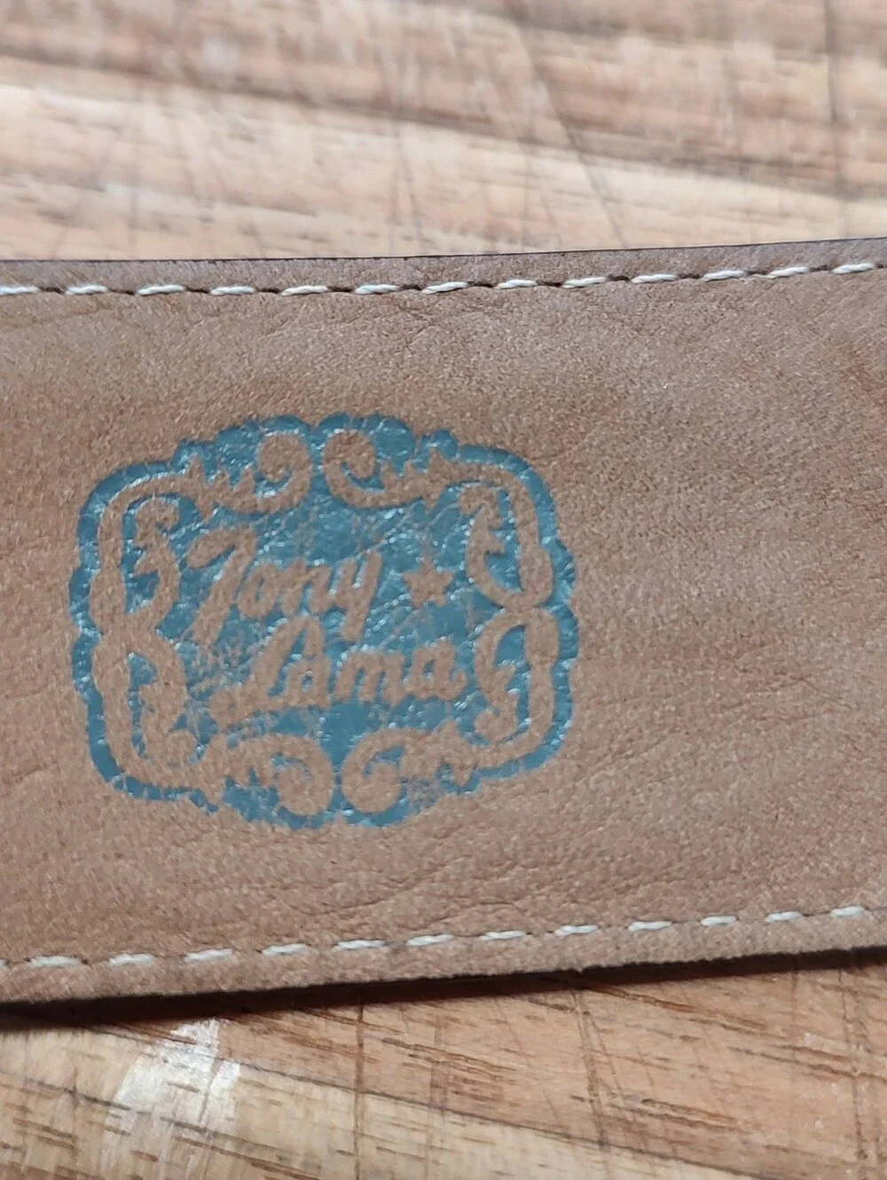 Tony Lama Leather Western Cowgirl Tooled Rhinestone Brown Bling Belt SZ: 32